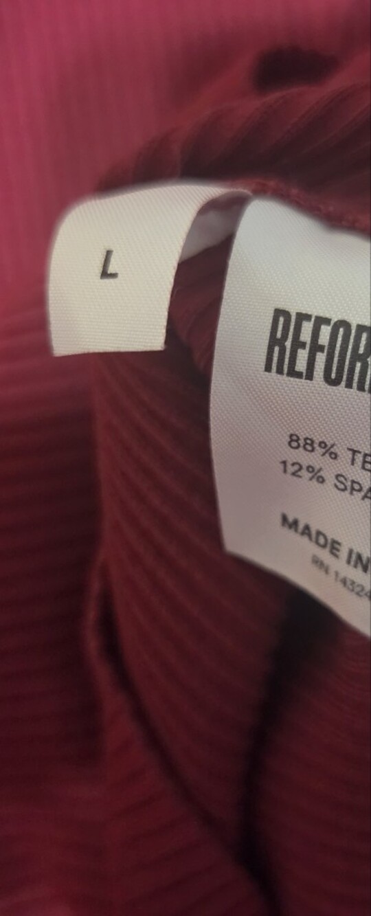 Reformation Ribbed Knit Long Sleeve Dress Raspberry Red Size L - Picture 4 of 8